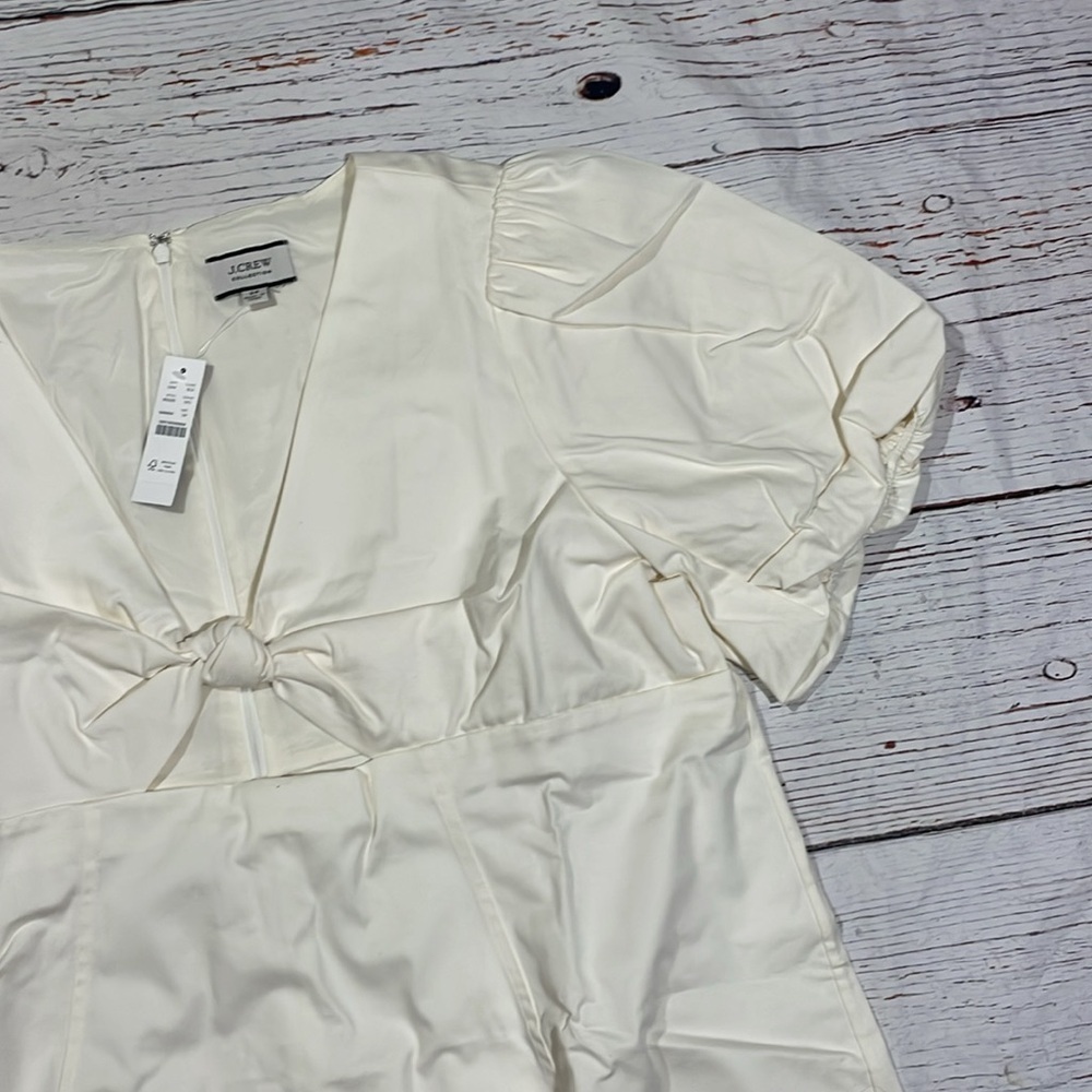 NWT J. Crew Collection Cream Cutout puff-sleeve dress in cotton twill - Picture 8 of 10